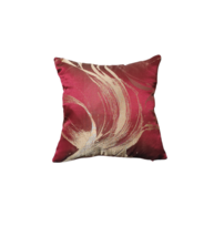 Decorative Pillow, Red Floral Gold Metallic Jacquard, Red Velvet,  16x16&quot; - £29.15 GBP