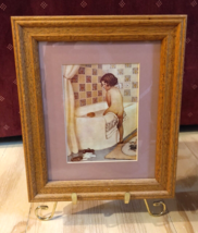 Framed &amp; Matted Kimberly Enterprises, Inc. Vintage Tile Artwork Girl in Bathroom - £14.92 GBP