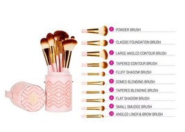 BH Cosmetics Pink Perfection 10 Piece Brush Set With Case Holder AUTHENTIC - £18.82 GBP