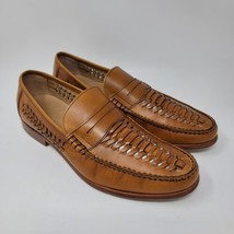 BARKER Mens Jake Penny Loafers Size 7 Tan Open Weave Casual Dress Shoes - £115.53 GBP