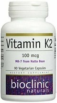 Bioclinic Naturals Vitamin K2 Bone/Vascular 100mcg Biovalable MK-7 Form 90 Caps - £20.39 GBP