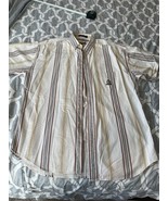 Vtg Ralph Lauren Chaps Adult L Colorblock Stripe Short Sleeve Button Up ... - $20.00