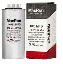 MAXRUN 40+5 MFD Uf 370 or 440 Volt VAC round Motor Dual Run Capacitor fo... - $16.25