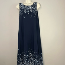 PURE J. JILL Maxi Dress Navy Blue Multi Print Long Stretch Bohemian - $34.30