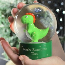 Personalised Message Dinosaur Glitter Snow Globe - Christmas Globe - Chr... - £12.67 GBP
