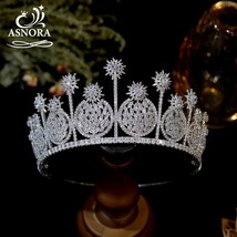 Luxury Geometric Round Crystal Tiara Bridal Wedding Jewelry Hair Accessories Zir - £111.70 GBP