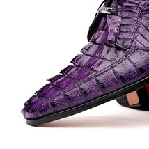 Cancun Genuine Caiman Crocodile Dress Derby's Shoes Purple image 4