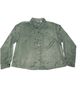 Sz 2 Chicos Faux Suede Shirt Green Womens Shirt Light Unlined Jacket 44&quot;... - $22.06