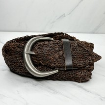 Chico&#39;s Vintage Wide Brown Genuine Leather Braided Woven Belt Size Medium M - £23.29 GBP