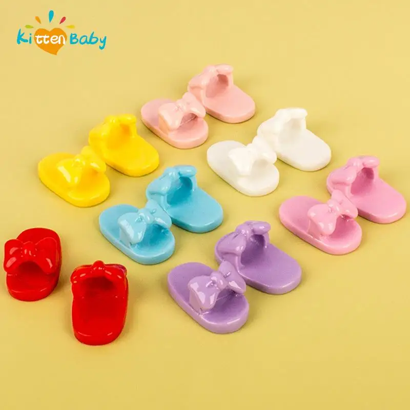 10pcs 1/12 Scale Dollhouse Miniature Cute Mini Slipper Simulation Bow Slippers - £7.80 GBP