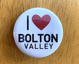 I LOVE BOLTON VALLEY Vintage Pinback Button Vermont Ski Resort Pin - £11.92 GBP