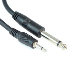 3Ft 1/4Inch Mono (Ts) To 3.5Mm Audio/Guitar Male To Male Cable Black - £11.18 GBP