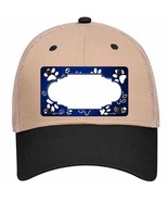 Paw Scallop Blue White Novelty Khaki Mesh License Plate Hat - £23.17 GBP