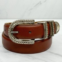 Brighton Vintage 1993 Brown Leather Belt Size Medium M Womens Made in USA - £23.35 GBP