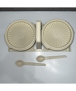 Tupperware Almond Servalier Jam &amp; Jelly Server Caddy 2 Bowls, Lids &amp; Spoons - $646.96 MXN