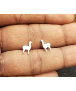 Llama Studs, Handmade Cute Silver pendant Llama, Alpaca Animal Earrings,... - £14.15 GBP