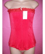 D&#39;Elegance Lingerie Red Strapless Lace-up and Zippered Jacquard Corset: XL - £33.27 GBP