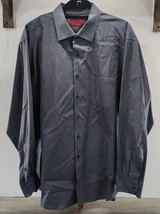 Men&#39;s Alfani Gray Striped Button Up 1 Pocket Shirt - Size XXL 18 (34-35) - £11.40 GBP