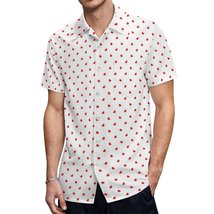 Mondxflaur Red Hearts Button Down Shirts for Men Short Sleeve Pocket Casual - £20.72 GBP