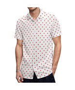 Mondxflaur Red Hearts Button Down Shirts for Men Short Sleeve Pocket Casual - $25.99