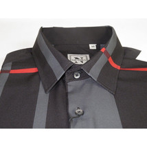 Men Sports Shirt by DE-NIKO Long Sleeves Fashion Print Soft Modal NK1010 Black image 7