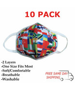 10 Pack / PCS  World Flags Fashion Face Mask Adult Unisex, Reusable, Was... - $13.70