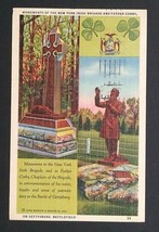 Monuments of the New York Irish Brigade &amp; Father Corby Gettysburg Postcard 1936 - £3.92 GBP