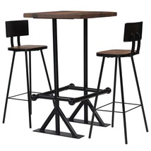 vidaXL Compact Industrial Reclaimed Wood Steel Bar Set Table Chairs - $460.21 CAD