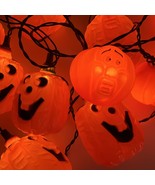 2 Vintage Halloween Blow Mold String Light Pumpkin Jack O Lantern 20 cou... - €30,29 EUR