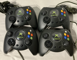 4x OEM Microsoft Original Xbox BLACK Wired Gaming Controller X08-17160 - £59.27 GBP