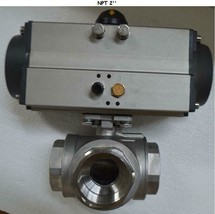 Stainless Steel NPT2&#39;&#39; Single Acting 3-way Valve Pneumatic Actuated Ball... - $327.29