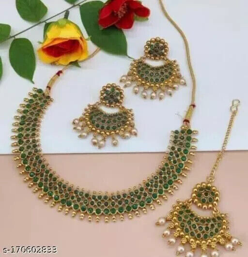 Primary image for Indian Bollywood Gold Plated Kundan Choker Bridal Necklace Earrings Jewelry Seta