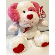 Lovesick White Ty Beanie Baby Dog Pink Floppy Ears Red Heart Nose Paws Valentine - £7.95 GBP