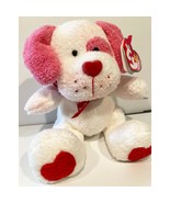 Lovesick White Ty Beanie Baby Dog Pink Floppy Ears Red Heart Nose Paws V... - £7.82 GBP