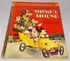 Little Golden Book Walt Disney&#39;s Mickey Mouse and Pluto Pup D76 - £4.81 GBP