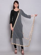 Women&#39;s Off White &amp; Gold Toned Art Silk Dupatta With Beads &amp; Stone Free Shipping - £11.43 GBP