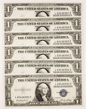 Lot of 6 Consecutive 1935-E $1 Silver Certificates in AU Condition FR #1614 - $209.12