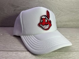 New Cleveland Indians Wahoo White Hat 5 Panel High Crown Trucker Snapback - £18.70 GBP