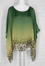 GREY VIOLET Layering Tunic Top Sheer Silk Green Gold Ombre Leopard NWT O... - £62.52 GBP