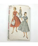 Vintage 1950s Simplicity Sewing Pattern 4249 Tea Dress &amp; Short Jacket UN... - £11.05 GBP