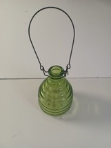 Swinging Lime Green Glass Wasp Bee or Insect Fly Trap Vintage Missing Cork Lid  - £9.82 GBP