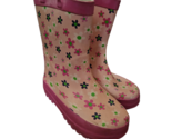 Little Girls Pink Flowered Rain Boots - Size L 9/10 - £5.48 GBP