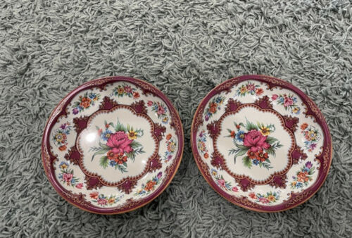 Vintage 1971 Decorated Daher Ware Tin Bowl/plate set of 2 made in England VTG - $16.83