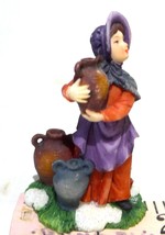 O&#39;well Christmas Victorian Village Woman with Water Jars Owell Purple Apron - $28.66