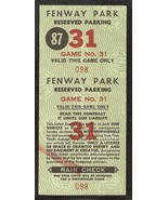 1980&#39;s BOSTON RED SOX FENWAY PARK RESERVED PARKING TICKET  - £2.35 GBP