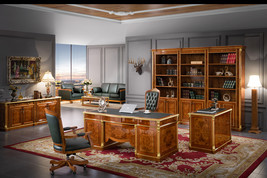 Exquisite Executive Desk – Handcrafted Luxury with Gold Detailing - $97,817.85 MXN
