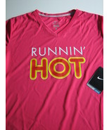 New Nike Women Running Hot Shirt Pink NWT Dri-fit short sleeve Sz Medium - £20.82 GBP