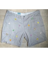 CASTAWAY NANTUCKET ISLAND Mens Sz 44 Gray Embroidered Emojis Shorts G - $415.71 MXN