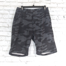 PLUGG Mens Shorts 29 Gray Black Camo Flat Front Stretch Relaxed Fit  - £15.79 GBP