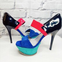 Bakers Color Block Blue Womens High Heel Stiletto Platform Sz 7M Patent ... - $14.84